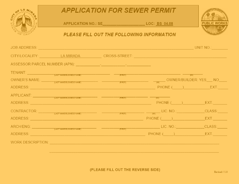 Sewer Permit Application